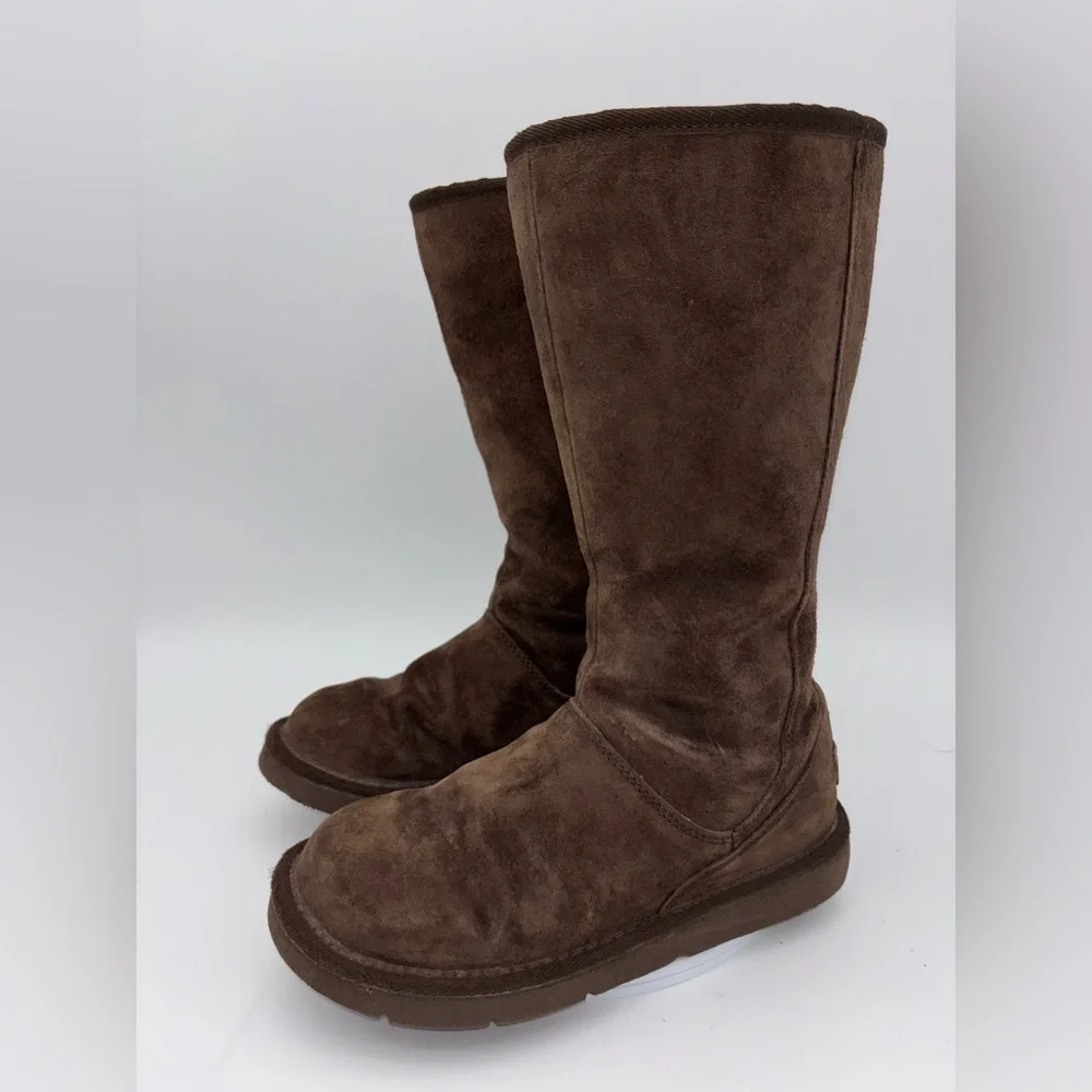 UGGS Knightsbridge Brown Boot Sheepskin Suede Tall Shoe Classic Leather Womens 7
